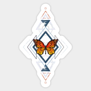 Geometric Pattern with Monarch Butterflies Sticker